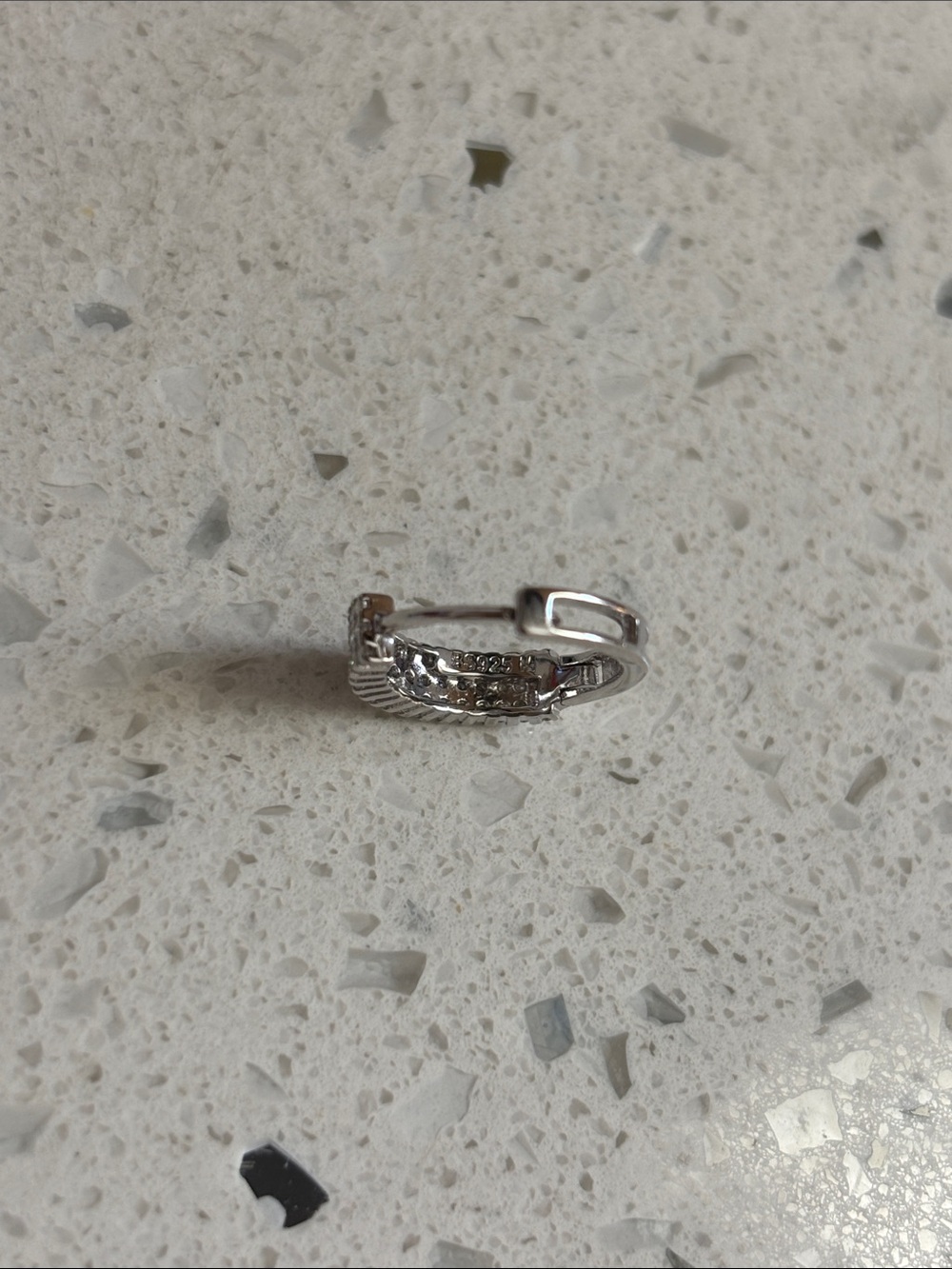 Sterling Silver Moissanite Huggie Hoop Earrings, 0.44 CTW, VVSD Color - Picture 3 of 9